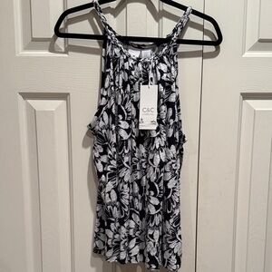 C.C Black and White Floral Tank Top